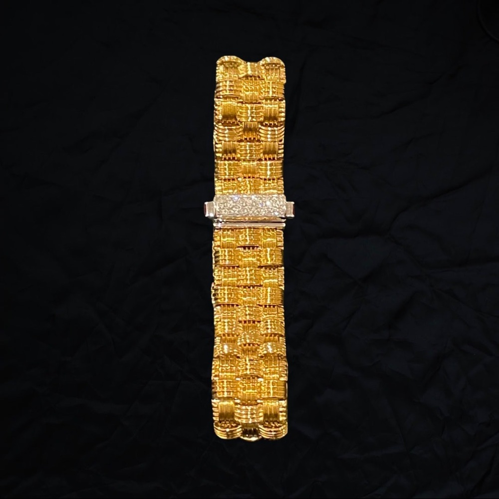 Roberto Coin Appassionata 3-Row 18k Gold & Diamond Pave Woven Bracelet